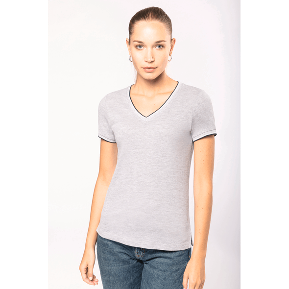 Kariban | Women's pique knit t-shirt with v-neck